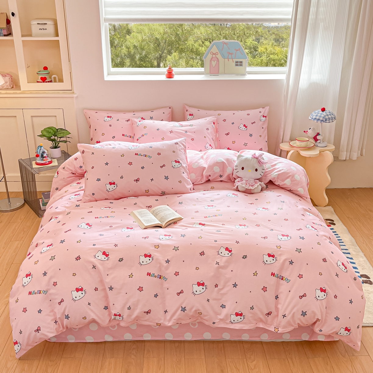 91家纺网 家纺一手货源 找家纺 博雅 2026新款三丽鸥全棉纯棉小版印花四件套 小版-彩色星星KT