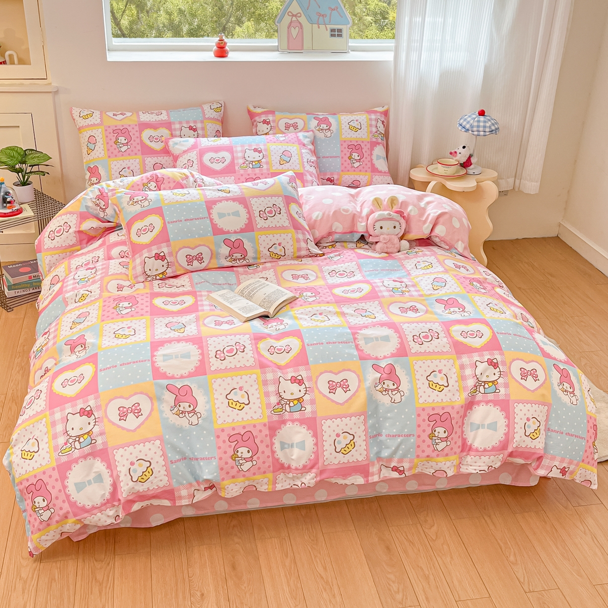 91家纺网 家纺一手货源 找家纺 博雅 2026新款三丽鸥全棉纯棉小版印花四件套 小版-甜品格美乐蒂KT