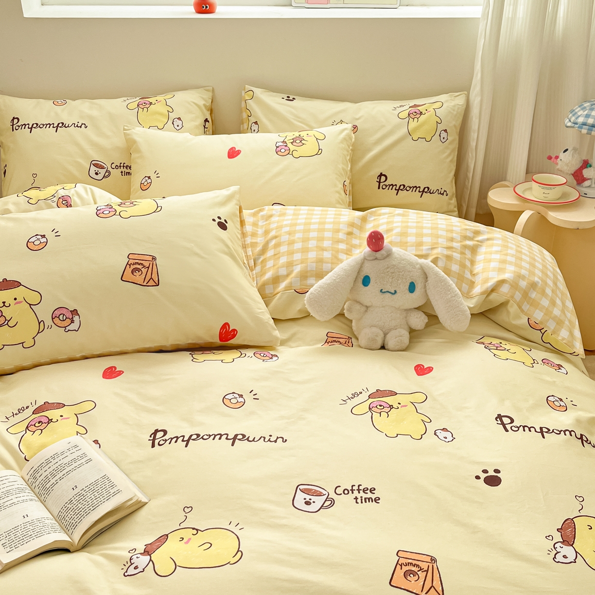 91家纺网 家纺一手货源 找家纺 博雅 2026新款三丽鸥全棉纯棉小版印花四件套 小版-甜甜圈布丁狗