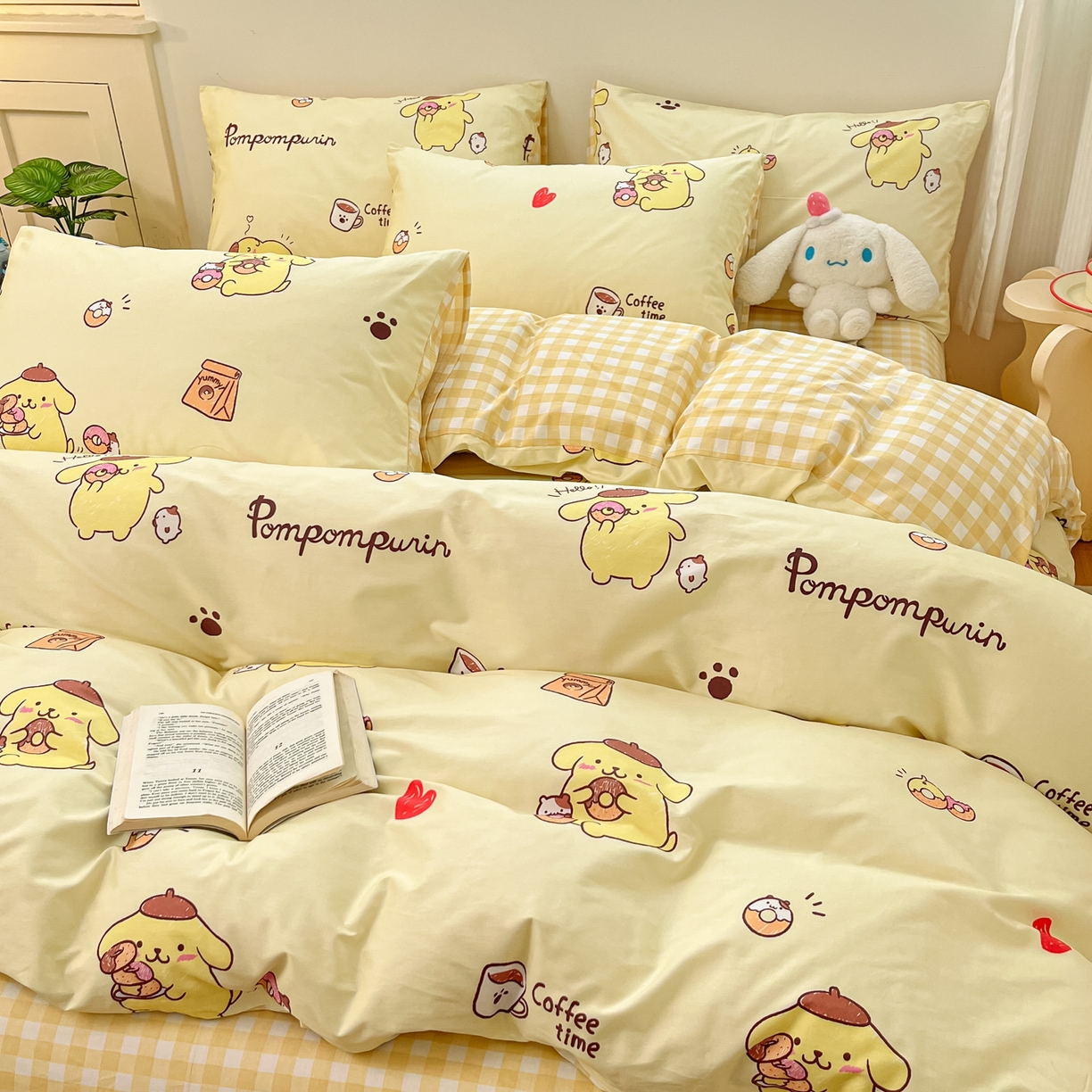 91家纺网 家纺一手货源 找家纺 博雅 2026新款三丽鸥全棉纯棉小版印花四件套 小版-甜甜圈布丁狗