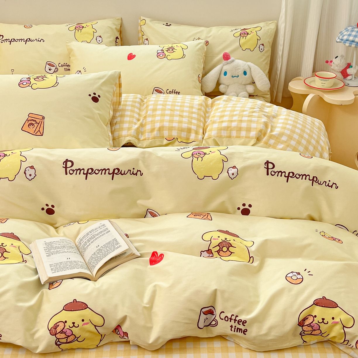 91家纺网 家纺一手货源 找家纺 博雅 2026新款三丽鸥全棉纯棉小版印花四件套 小版-甜甜圈布丁狗