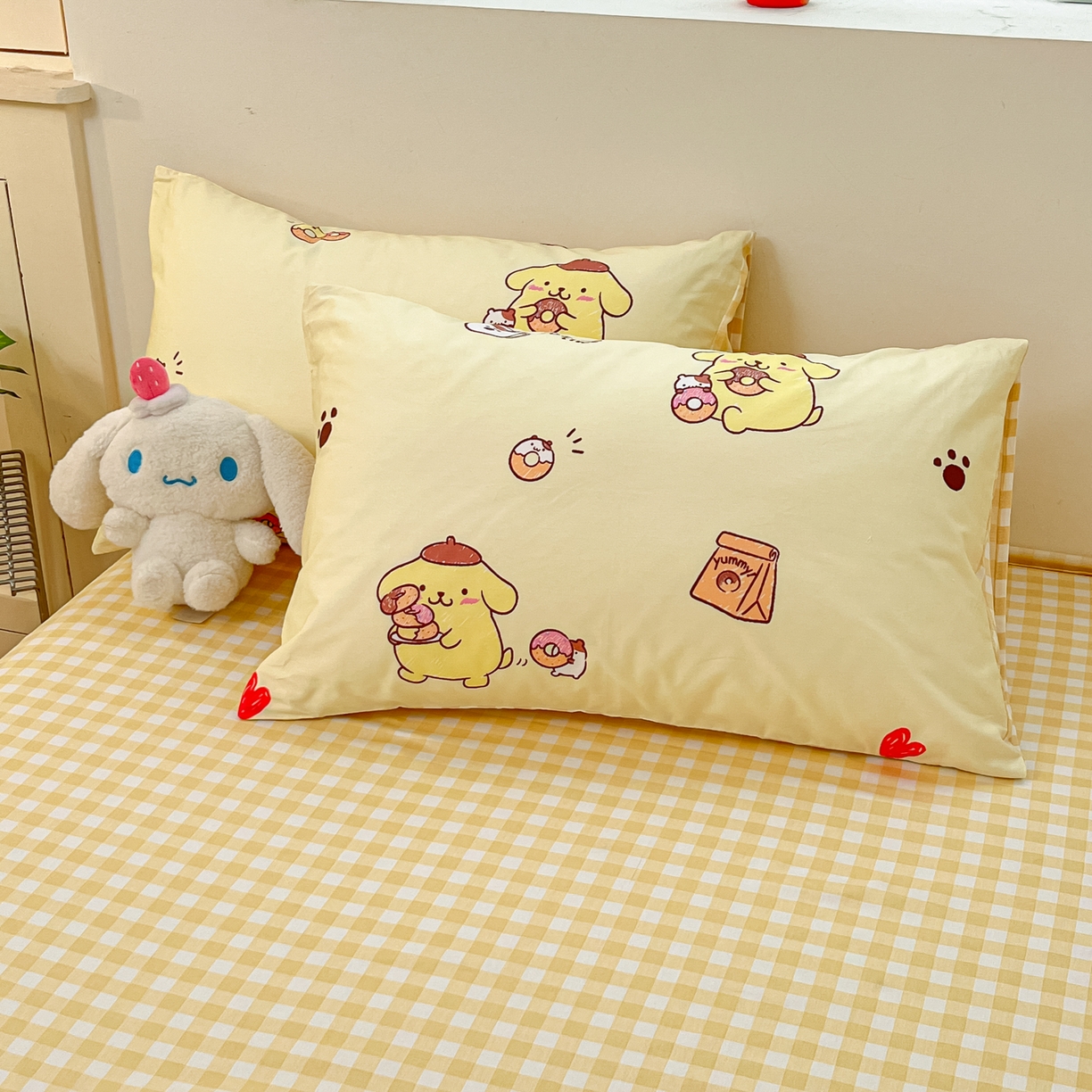 91家纺网 家纺一手货源 找家纺 博雅 2026新款三丽鸥全棉纯棉小版印花四件套 小版-甜甜圈布丁狗