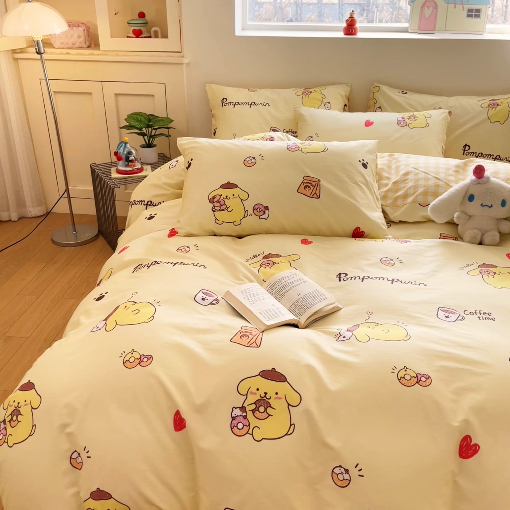 91家纺网 家纺一手货源 找家纺 博雅 2026新款三丽鸥全棉纯棉小版印花四件套 小版-甜甜圈布丁狗