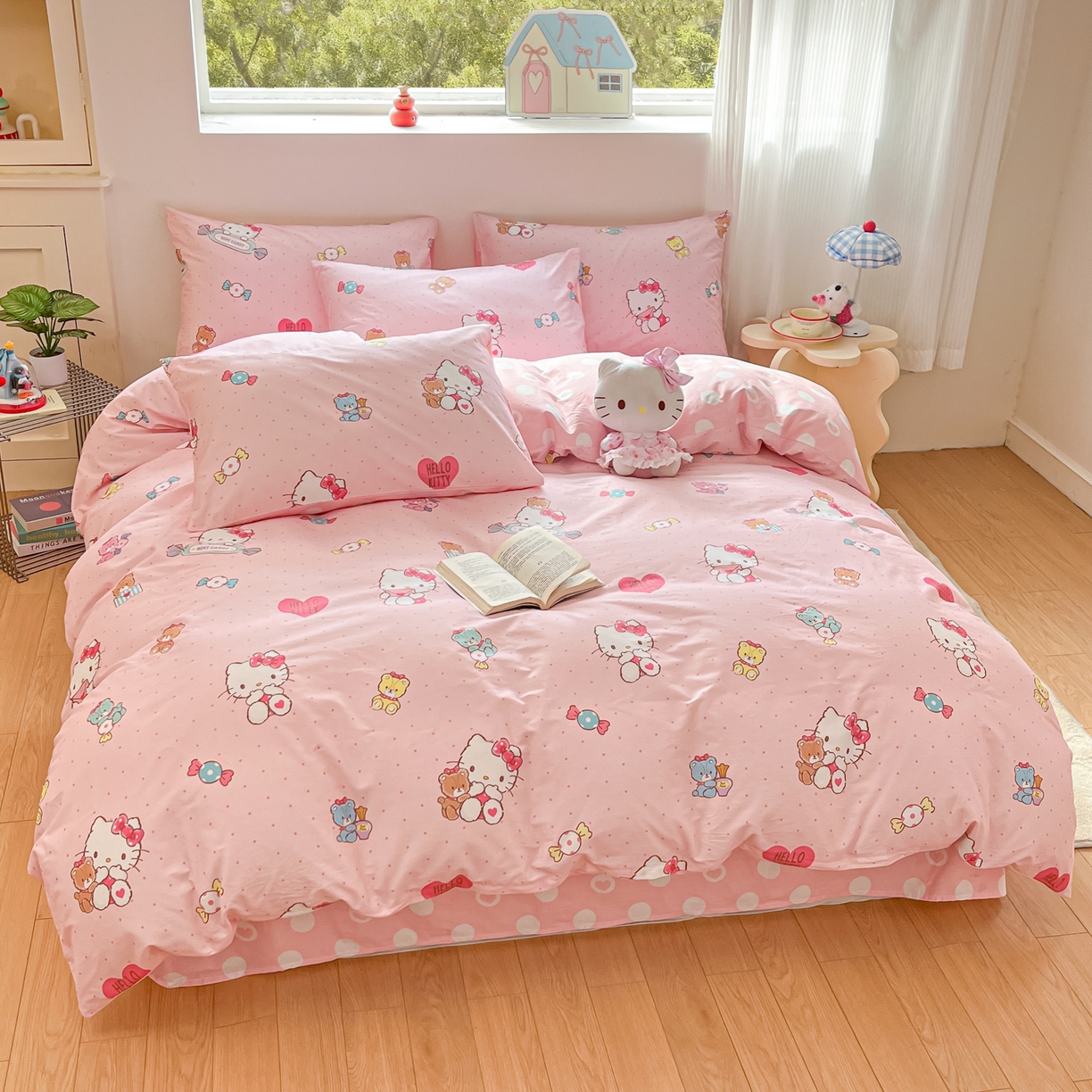 91家纺网 家纺一手货源 找家纺 博雅 2026新款三丽鸥全棉纯棉小版印花四件套 小版-小熊糖果KT