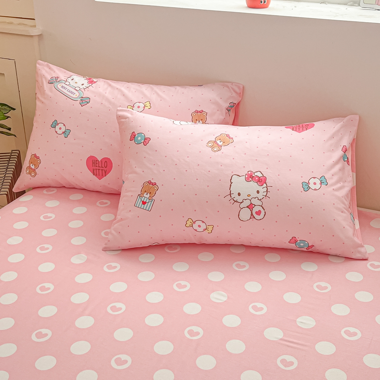 91家纺网 家纺一手货源 找家纺 博雅 2026新款三丽鸥全棉纯棉小版印花四件套 小版-小熊糖果KT