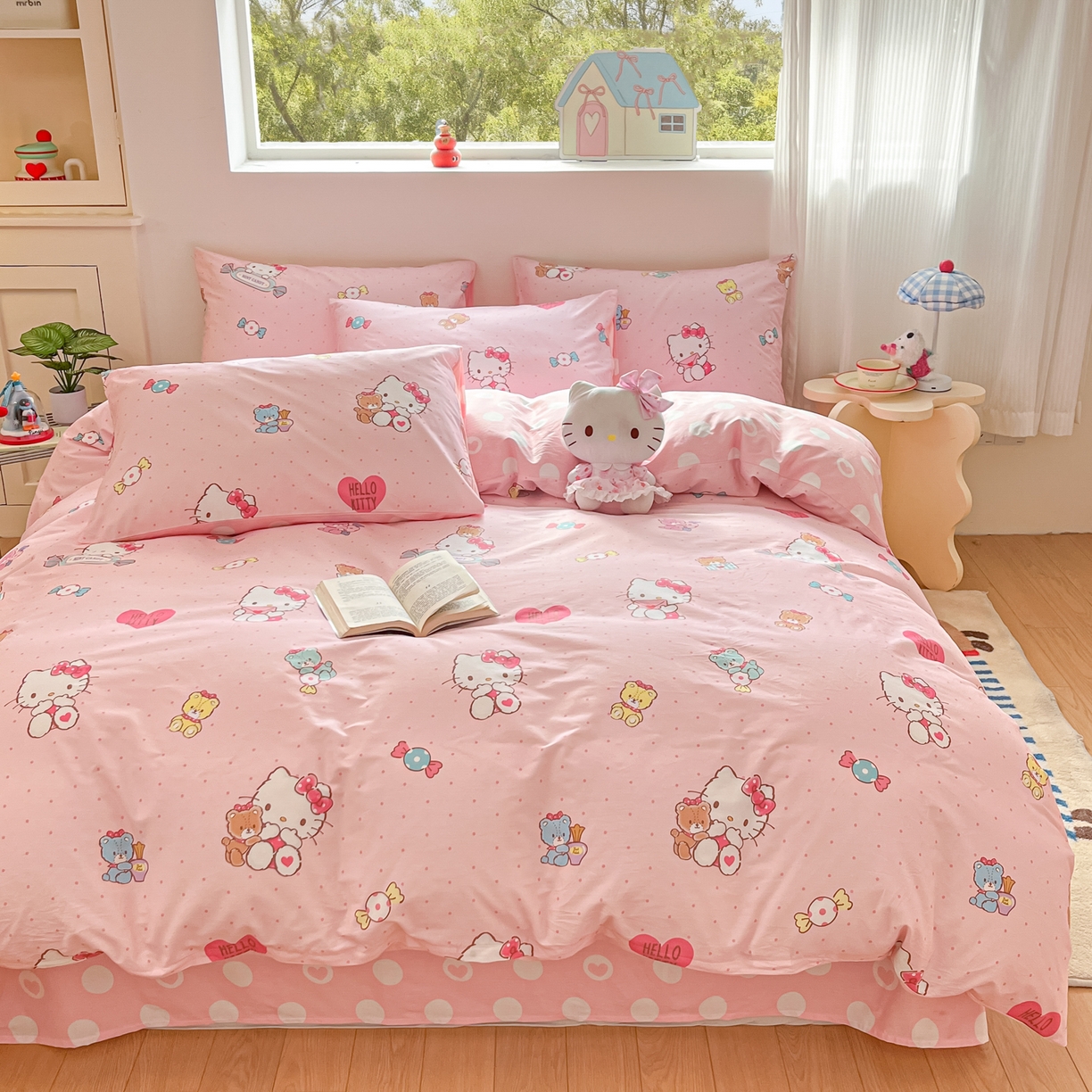 91家纺网 家纺一手货源 找家纺 博雅 2026新款三丽鸥全棉纯棉小版印花四件套 小版-小熊糖果KT