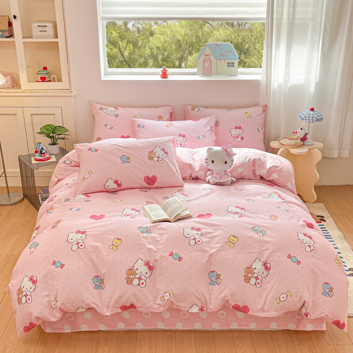 91家纺网 家纺一手货源 找家纺 博雅 2026新款三丽鸥全棉纯棉小版印花四件套 小版-小熊糖果KT