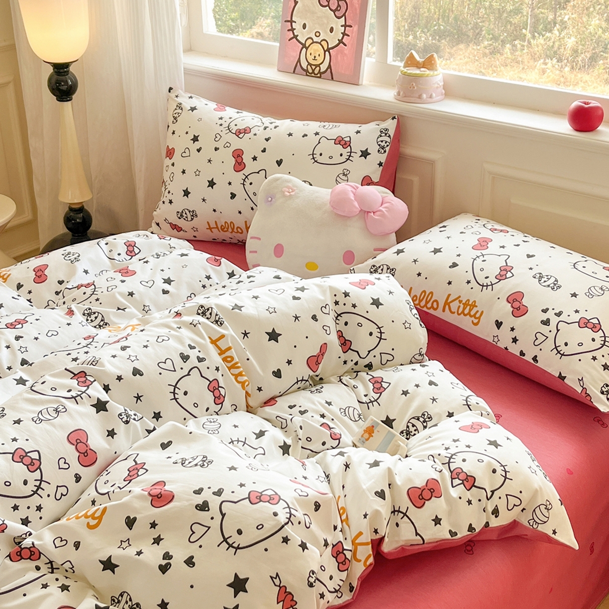 91家纺网 家纺一手货源 找家纺 博雅 2026新款三丽鸥全棉纯棉小版印花四件套 星心kt