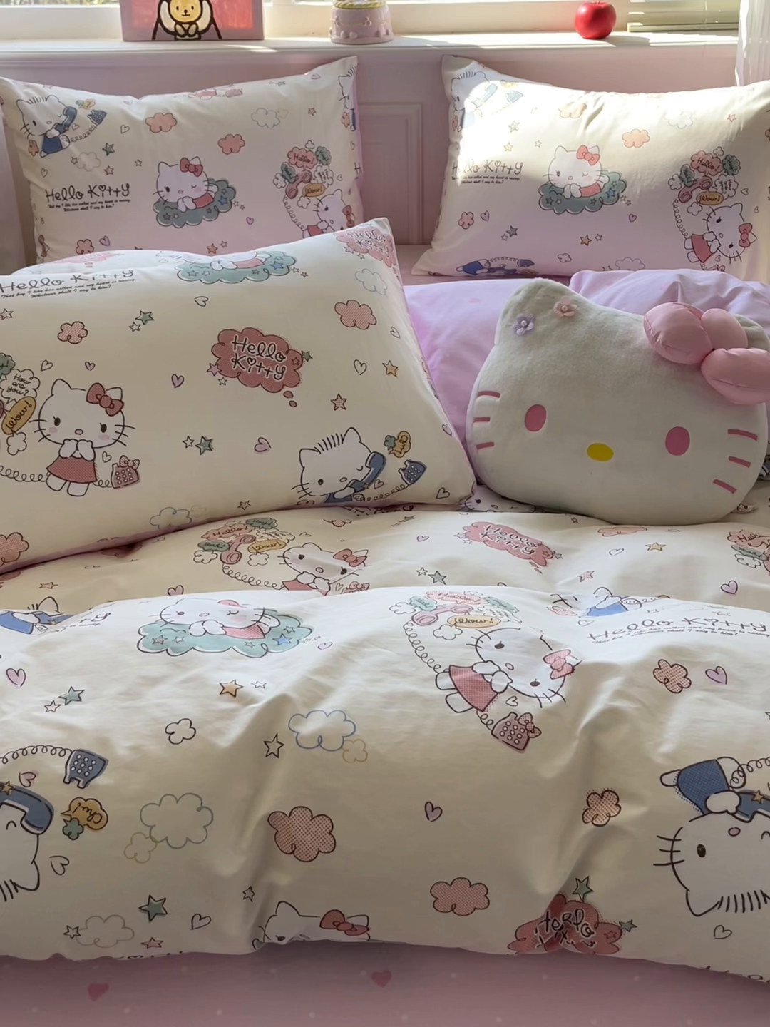 91家纺网 家纺一手货源 找家纺 博雅 2026新款三丽鸥全棉纯棉小版印花四件套 幸福kt