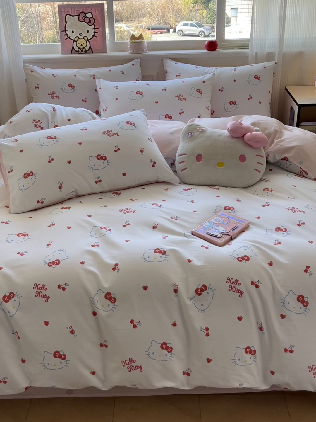 91家纺网 家纺一手货源 找家纺 博雅 2026新款三丽鸥全棉纯棉小版印花四件套 樱桃kt