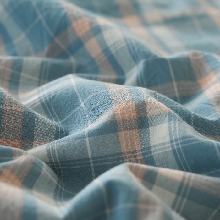 91家纺网 家纺一手货源 找家纺 暖阳 2026新款无印风色织全棉贝壳绣棉花夏被夏凉被空调被 贝壳海军格蓝