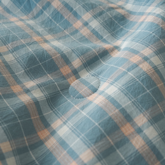 91家纺网 家纺一手货源 找家纺 暖阳 2026新款无印风色织全棉贝壳绣棉花夏被夏凉被空调被 贝壳海军格蓝