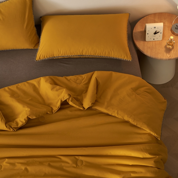 91家纺网 家纺一手货源 找家纺 暖阳 2026新款无印风色织全棉贝壳绣棉花夏被夏凉被空调被 贝壳黄