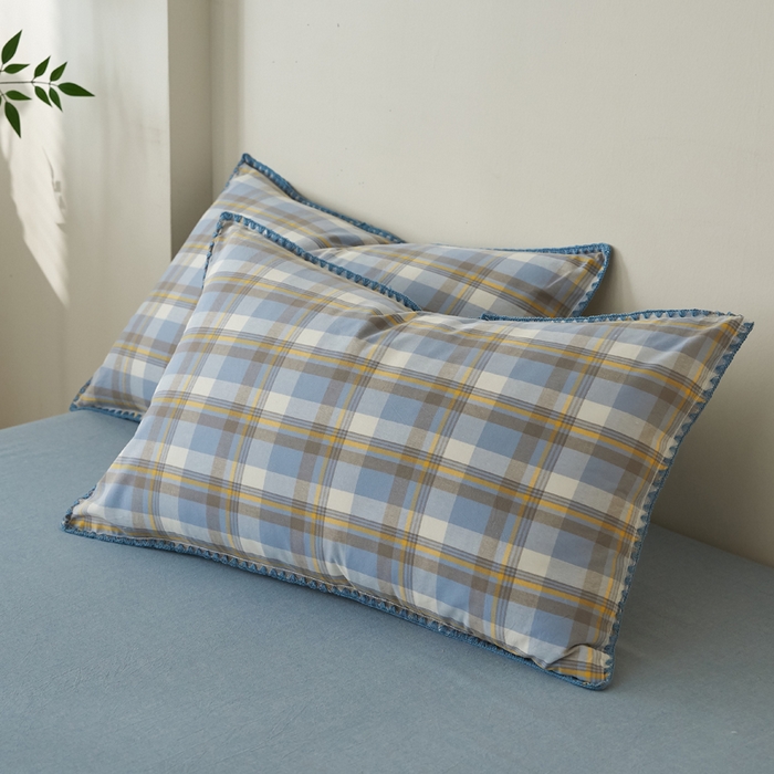 91家纺网 家纺一手货源 找家纺 暖阳 2026新款无印风色织全棉贝壳绣棉花夏被夏凉被空调被 贝壳简蓝格