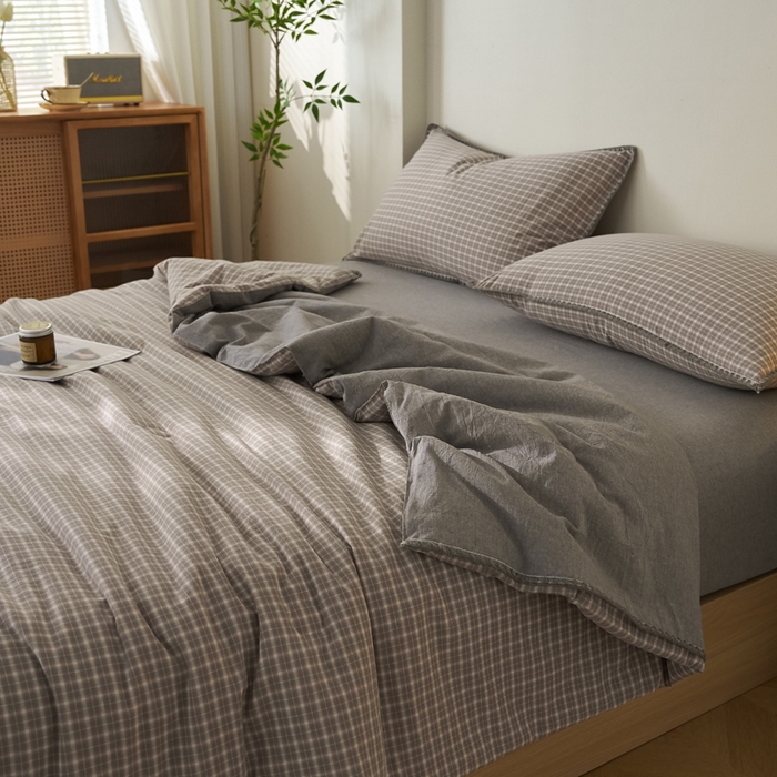 91家纺网 家纺一手货源 找家纺 暖阳 2026新款无印风色织全棉贝壳绣棉花夏被夏凉被空调被 贝壳诺咖小格