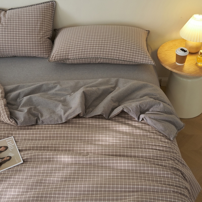 91家纺网 家纺一手货源 找家纺 暖阳 2026新款无印风色织全棉贝壳绣棉花夏被夏凉被空调被 贝壳诺咖小格