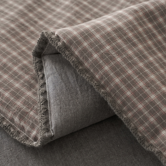 91家纺网 家纺一手货源 找家纺 暖阳 2026新款无印风色织全棉贝壳绣棉花夏被夏凉被空调被 贝壳诺咖小格