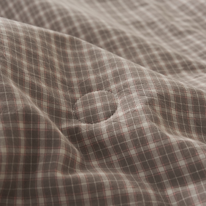 91家纺网 家纺一手货源 找家纺 暖阳 2026新款无印风色织全棉贝壳绣棉花夏被夏凉被空调被 贝壳诺咖小格