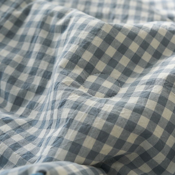 91家纺网 家纺一手货源 找家纺 暖阳 2026新款无印风色织全棉贝壳绣棉花夏被夏凉被空调被 贝壳青年格蓝