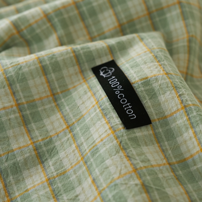 91家纺网 家纺一手货源 找家纺 暖阳 2026新款无印风色织全棉贝壳绣棉花夏被夏凉被空调被 贝壳青年格绿