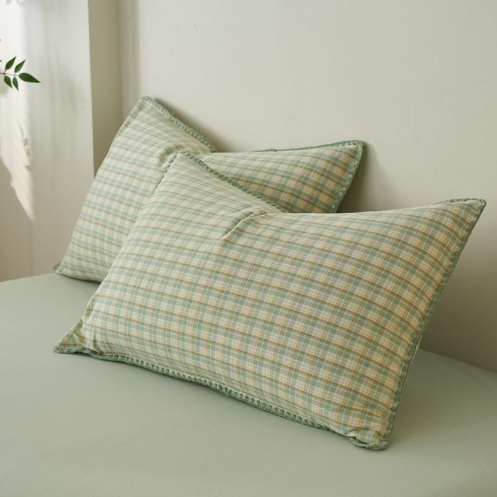 91家纺网 家纺一手货源 找家纺 暖阳 2026新款无印风色织全棉贝壳绣棉花夏被夏凉被空调被 贝壳青年格绿