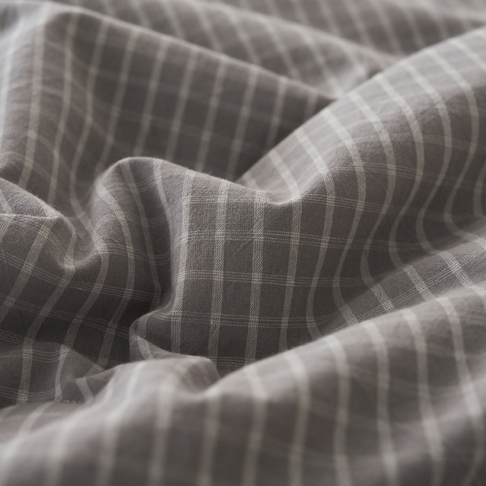 91家纺网 家纺一手货源 找家纺 暖阳 2026新款无印风色织全棉贝壳绣棉花夏被夏凉被空调被 贝壳小灰格