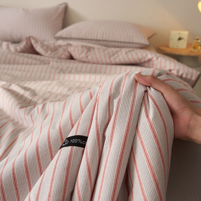 91家纺网 家纺一手货源 找家纺 暖阳 2026新款无印风色织全棉贝壳绣棉花夏被夏凉被空调被 贝壳初晴红