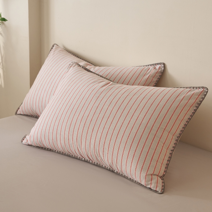 91家纺网 家纺一手货源 找家纺 暖阳 2026新款无印风色织全棉贝壳绣棉花夏被夏凉被空调被 贝壳初晴红