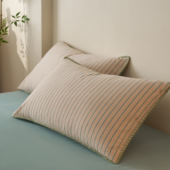 91家纺网 家纺一手货源 找家纺 暖阳 2026新款无印风色织全棉贝壳绣棉花夏被夏凉被空调被 贝壳春染绿