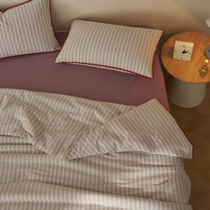 91家纺网 家纺一手货源 找家纺 暖阳 2026新款无印风色织全棉贝壳绣棉花夏被夏凉被空调被 贝壳海盐紫