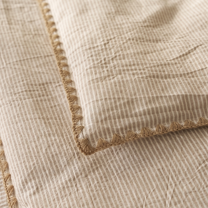 91家纺网 家纺一手货源 找家纺 暖阳 2026新款无印风色织全棉贝壳绣棉花夏被夏凉被空调被 贝壳可可咖