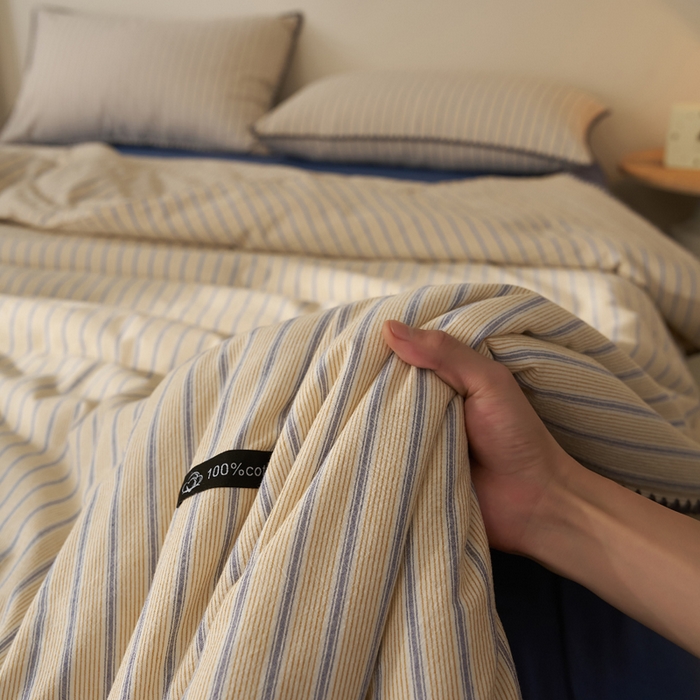 91家纺网 家纺一手货源 找家纺 暖阳 2026新款无印风色织全棉贝壳绣棉花夏被夏凉被空调被 贝壳铃蓝