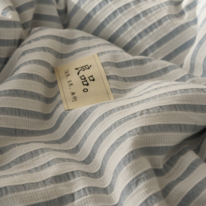 91家纺网 家纺一手货源 找家纺 暖阳 2026新款全棉色织提花良品系列棉花夏被夏凉被空调被 良品-条纹蓝