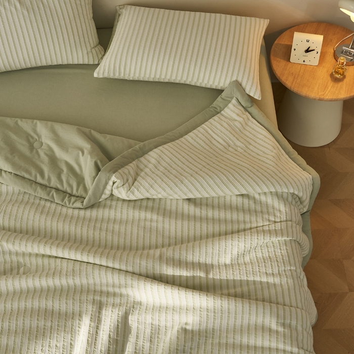 91家纺网 家纺一手货源 找家纺 暖阳 2026新款全棉色织提花良品系列棉花夏被夏凉被空调被 良品-条纹绿