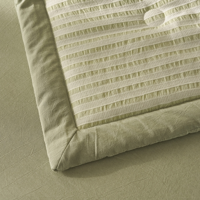 91家纺网 家纺一手货源 找家纺 暖阳 2026新款全棉色织提花良品系列棉花夏被夏凉被空调被 良品-条纹绿