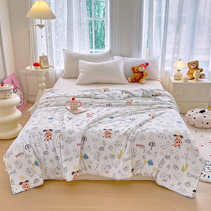 91家纺网 家纺一手货源 找家纺 丫丫家纺 2026新款A类针织棉嘟嘟被夏被春秋被空调被儿童学生被子被芯 简笔画