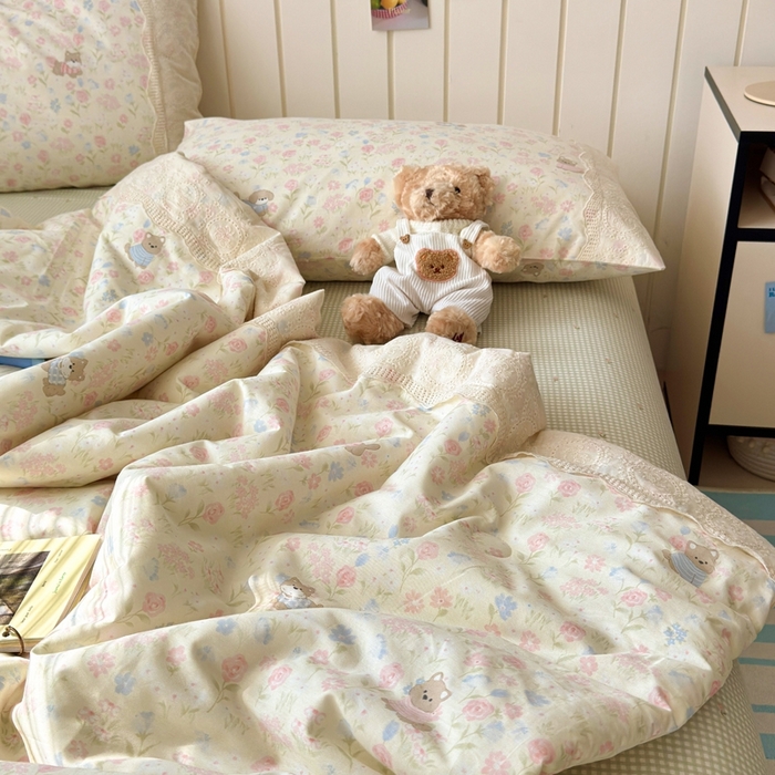 91家纺网 家纺一手货源 找家纺 暖阳 2026新款全棉花边款棉花夏被夏凉被空调被 花边狗狗