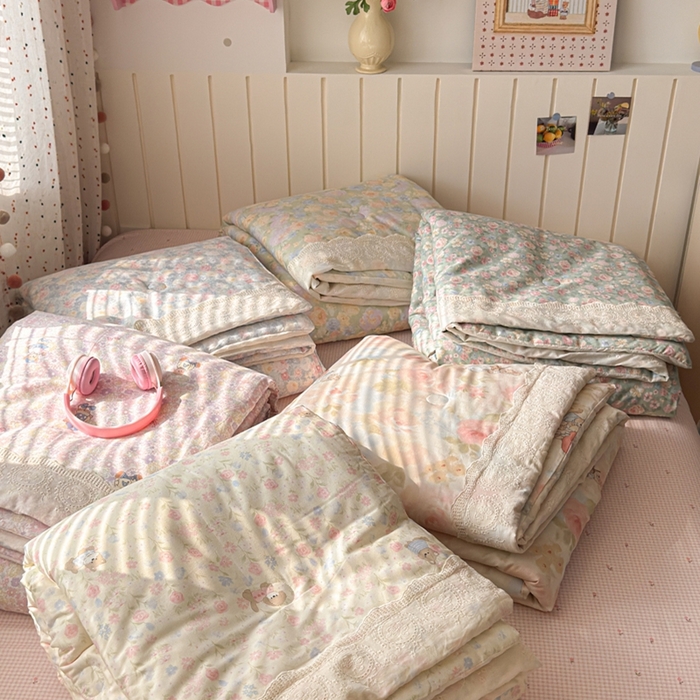 91家纺网 家纺一手货源 找家纺 暖阳 2026新款全棉花边款棉花夏被夏凉被空调被 组合图仅供展示不可下单