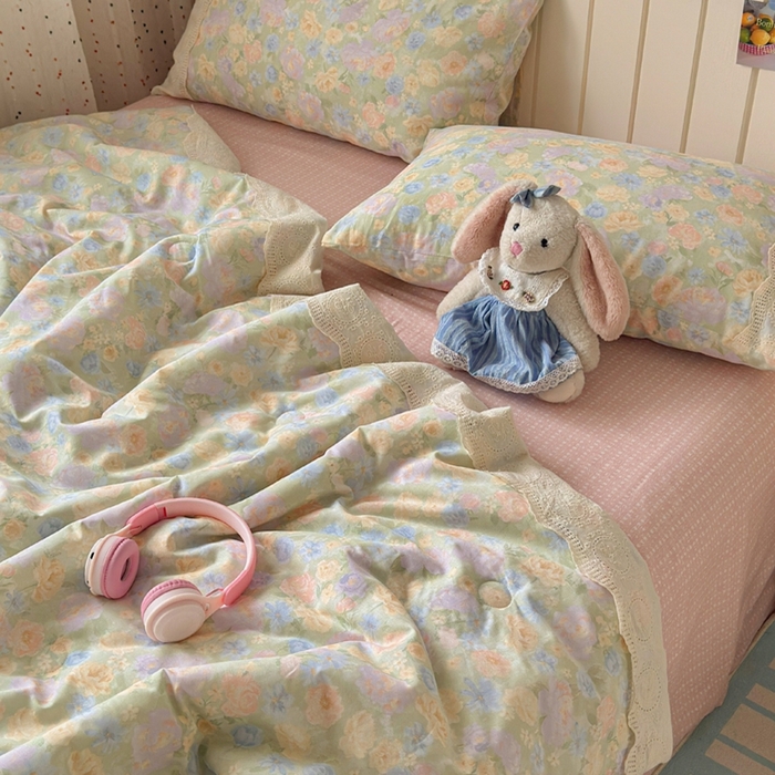 91家纺网 家纺一手货源 找家纺 暖阳 2026新款全棉花边款棉花夏被夏凉被空调被 花边绿意