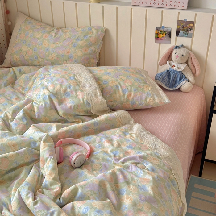 91家纺网 家纺一手货源 找家纺 暖阳 2026新款全棉花边款棉花夏被夏凉被空调被 花边绿意