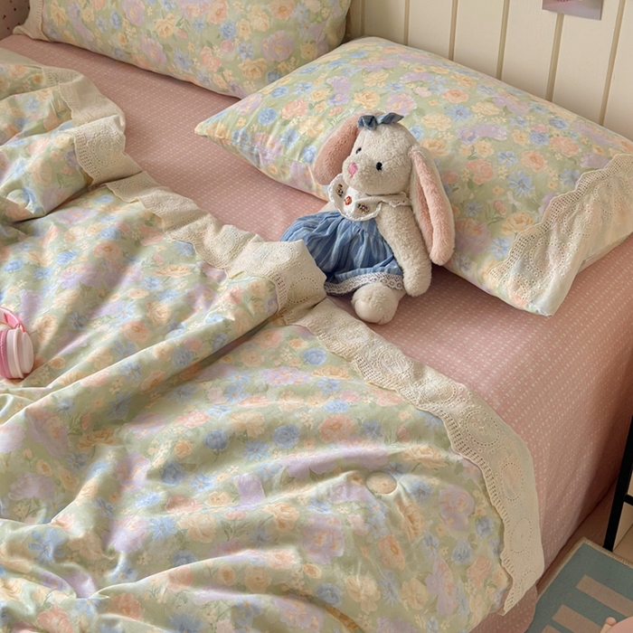 91家纺网 家纺一手货源 找家纺 暖阳 2026新款全棉花边款棉花夏被夏凉被空调被 花边绿意