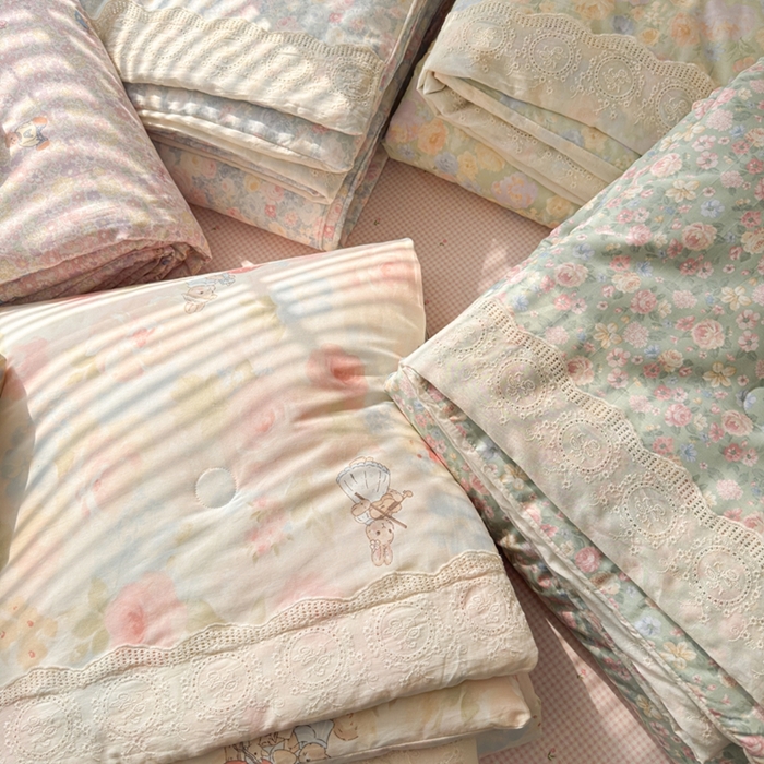 91家纺网 家纺一手货源 找家纺 暖阳 2026新款全棉花边款棉花夏被夏凉被空调被 组合图仅供展示不可下单