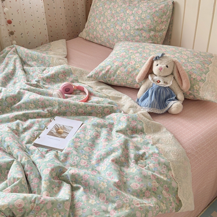 91家纺网 家纺一手货源 找家纺 暖阳 2026新款全棉花边款棉花夏被夏凉被空调被 花边梦境