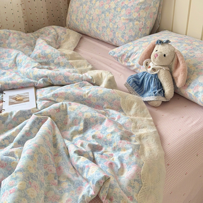 91家纺网 家纺一手货源 找家纺 暖阳 2026新款全棉花边款棉花夏被夏凉被空调被 花边烂漫