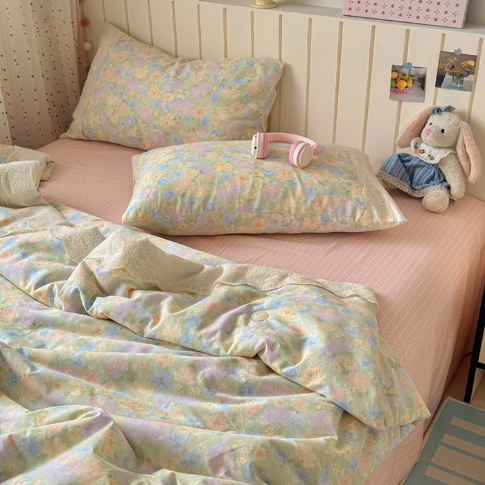 91家纺网 家纺一手货源 找家纺 暖阳 2026新款全棉花边款棉花夏被夏凉被空调被 花边绿意