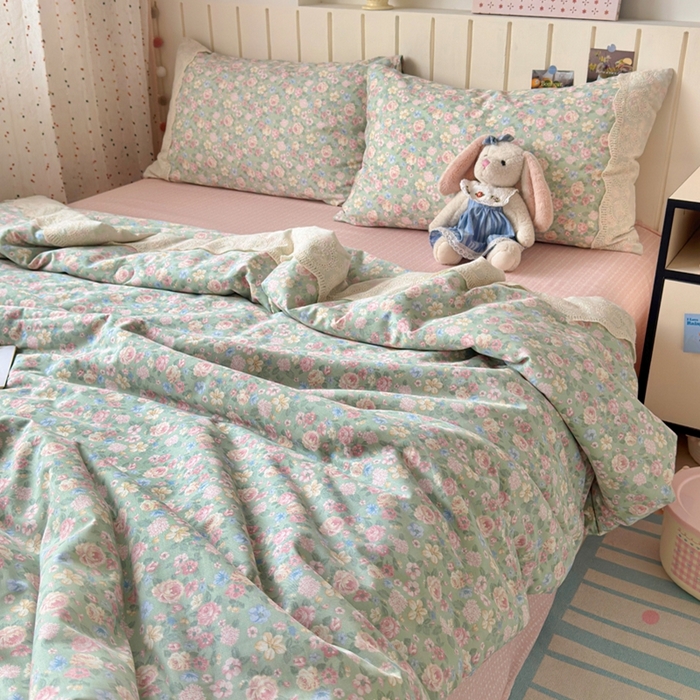 91家纺网 家纺一手货源 找家纺 暖阳 2026新款全棉花边款棉花夏被夏凉被空调被 花边梦境