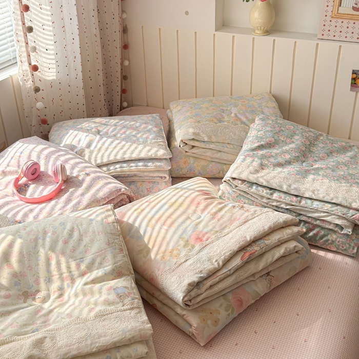 91家纺网 家纺一手货源 找家纺 暖阳 2026新款全棉花边款棉花夏被夏凉被空调被 组合图仅供展示不可下单