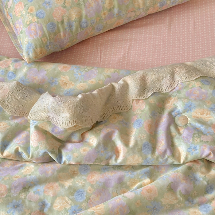 91家纺网 家纺一手货源 找家纺 暖阳 2026新款全棉花边款棉花夏被夏凉被空调被 花边绿意