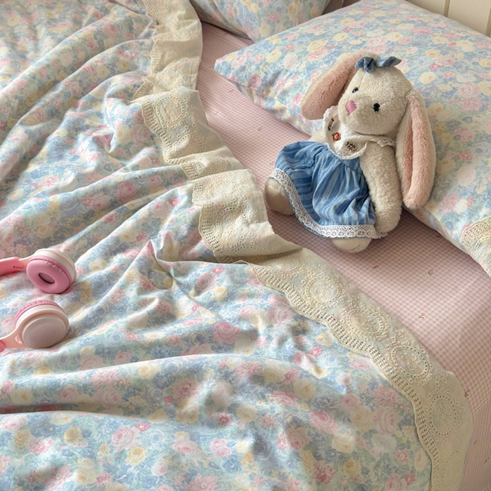 91家纺网 家纺一手货源 找家纺 暖阳 2026新款全棉花边款棉花夏被夏凉被空调被 花边烂漫