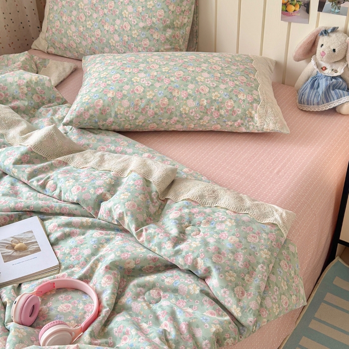 91家纺网 家纺一手货源 找家纺 暖阳 2026新款全棉花边款棉花夏被夏凉被空调被 花边梦境